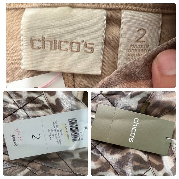 Chicos Leopard Print Puffer Vest with top Womens Large Quilted Classic Preppy - Picture 4 of 16